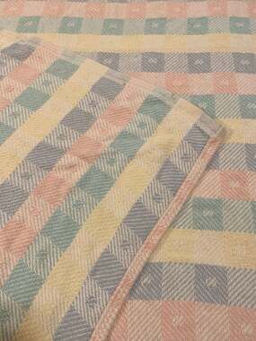 Vintage Pastel Plaid Cotton Baby Blanket